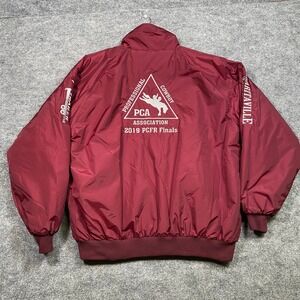 Tri-Mountain PCA 2019 Finals Rodeo Jacket Mens 3XL Maroon Fleece Lined Bomber